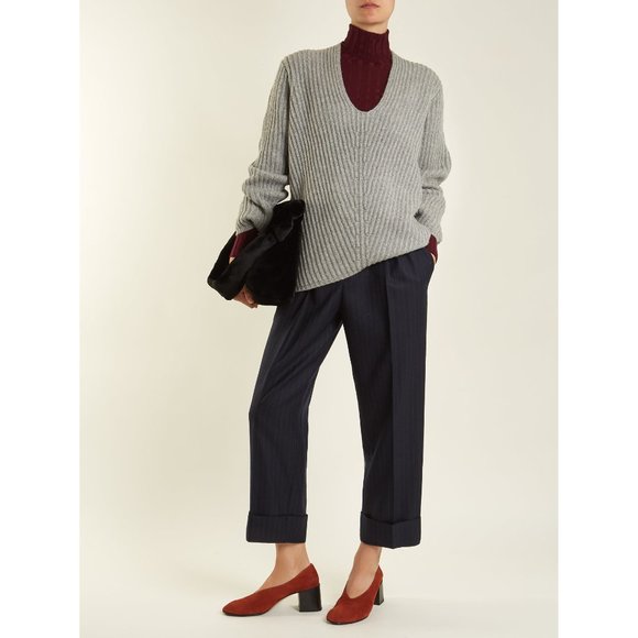 Acne Grey Wool Deborah V-Neck Sweater